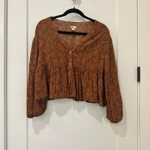 Billabong Women's Tan Patterned Blouse